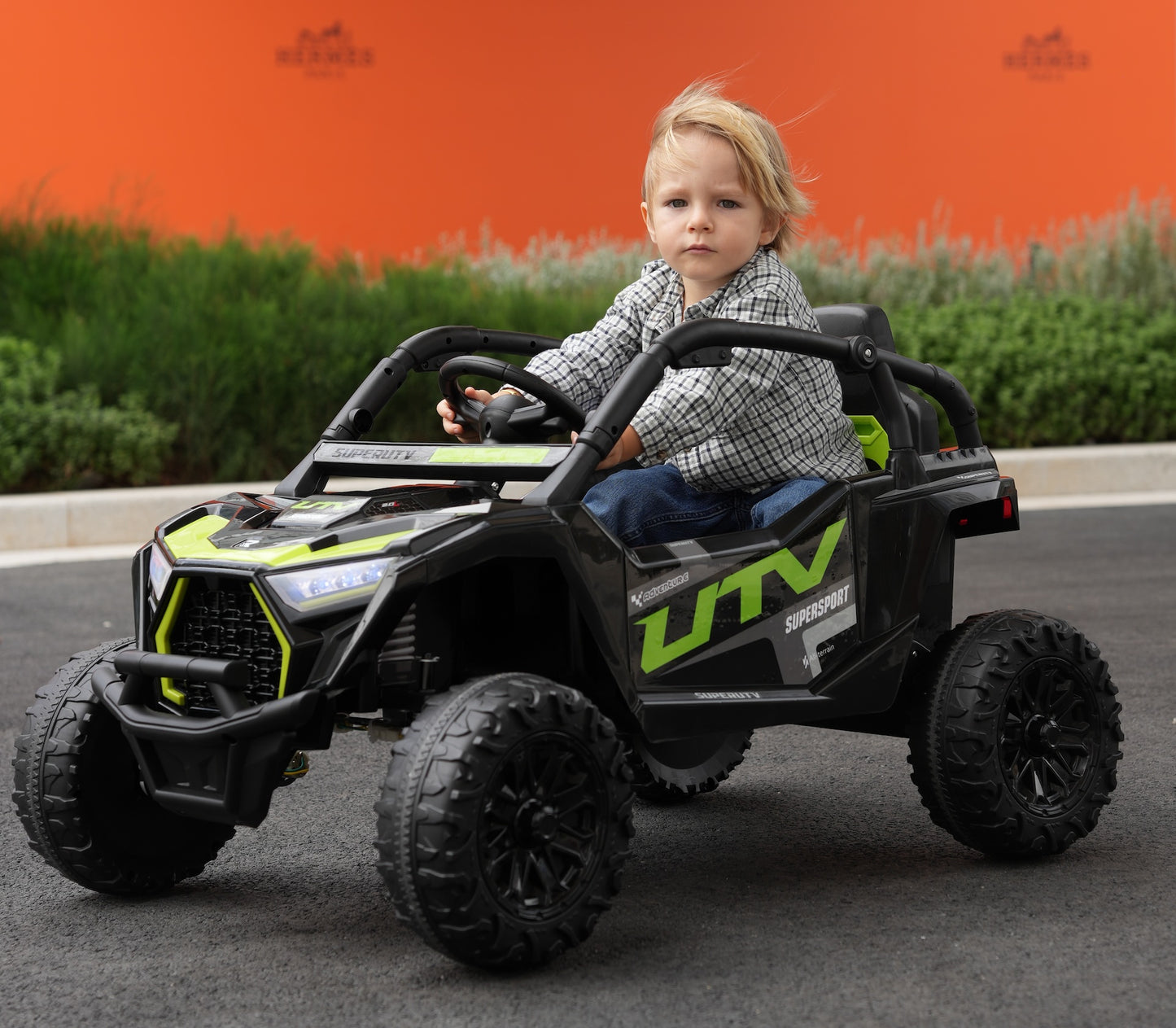 12v Kids Ride on Mini UTV Buggy With Remote  & EVA Wheels - Black/Green