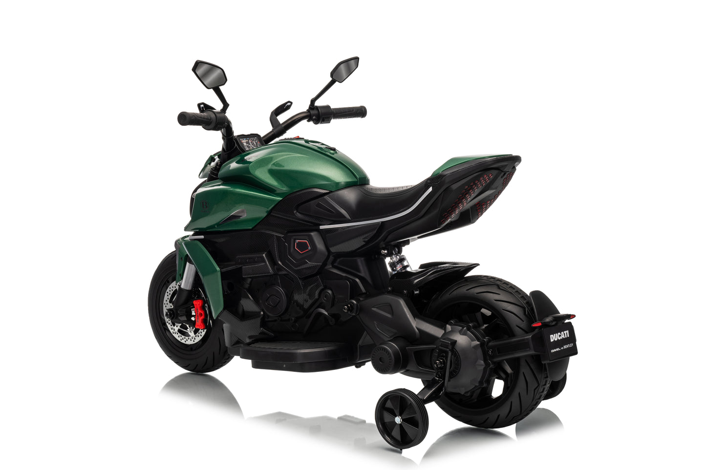 Ducati Diavel Bentley Kids 12v Ride on Electric Motor Bike with Stabilizer - Green