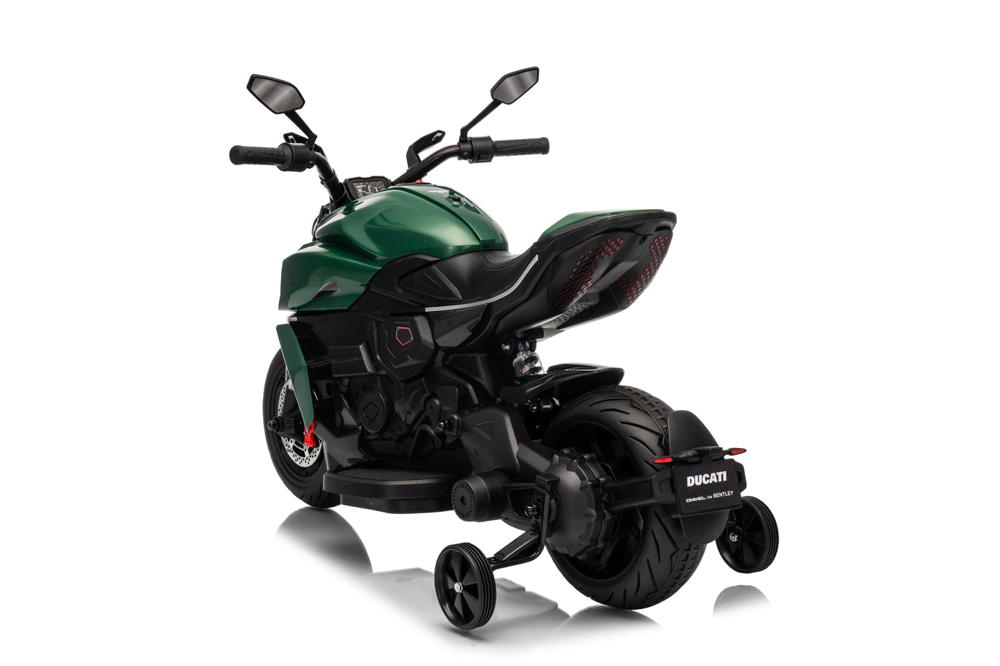 Ducati Diavel Bentley Kids 12v Ride on Electric Motor Bike with Stabilizer - Green