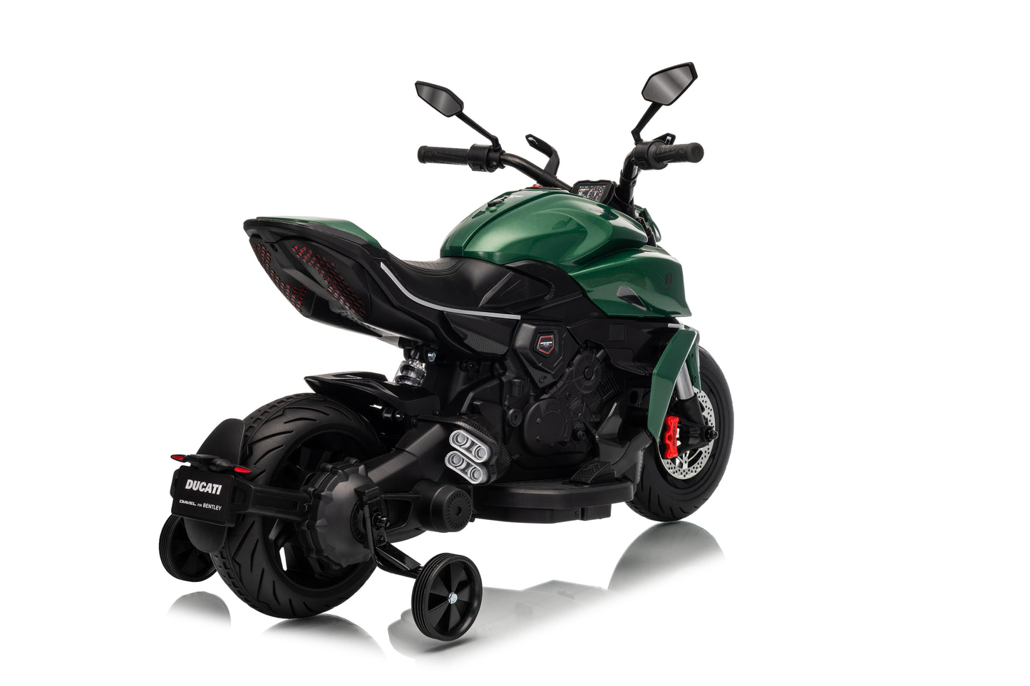 Ducati Diavel Bentley Kids 12v Ride on Electric Motor Bike with Stabilizer - Green