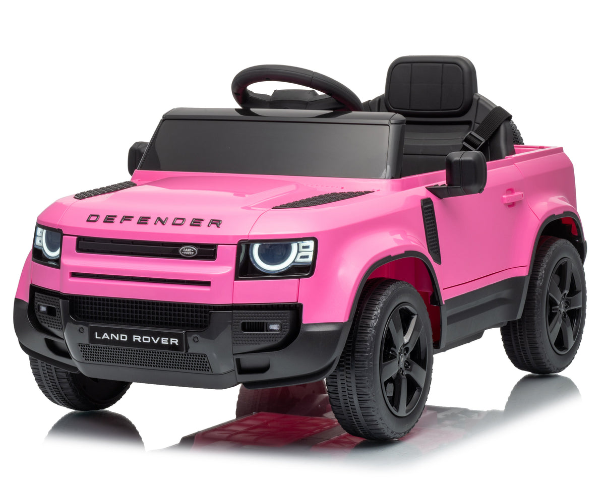 12V Land Rover Defender Octa Kids Ride On Car with Remote in Pink - Leather Seat & EVA Wheels