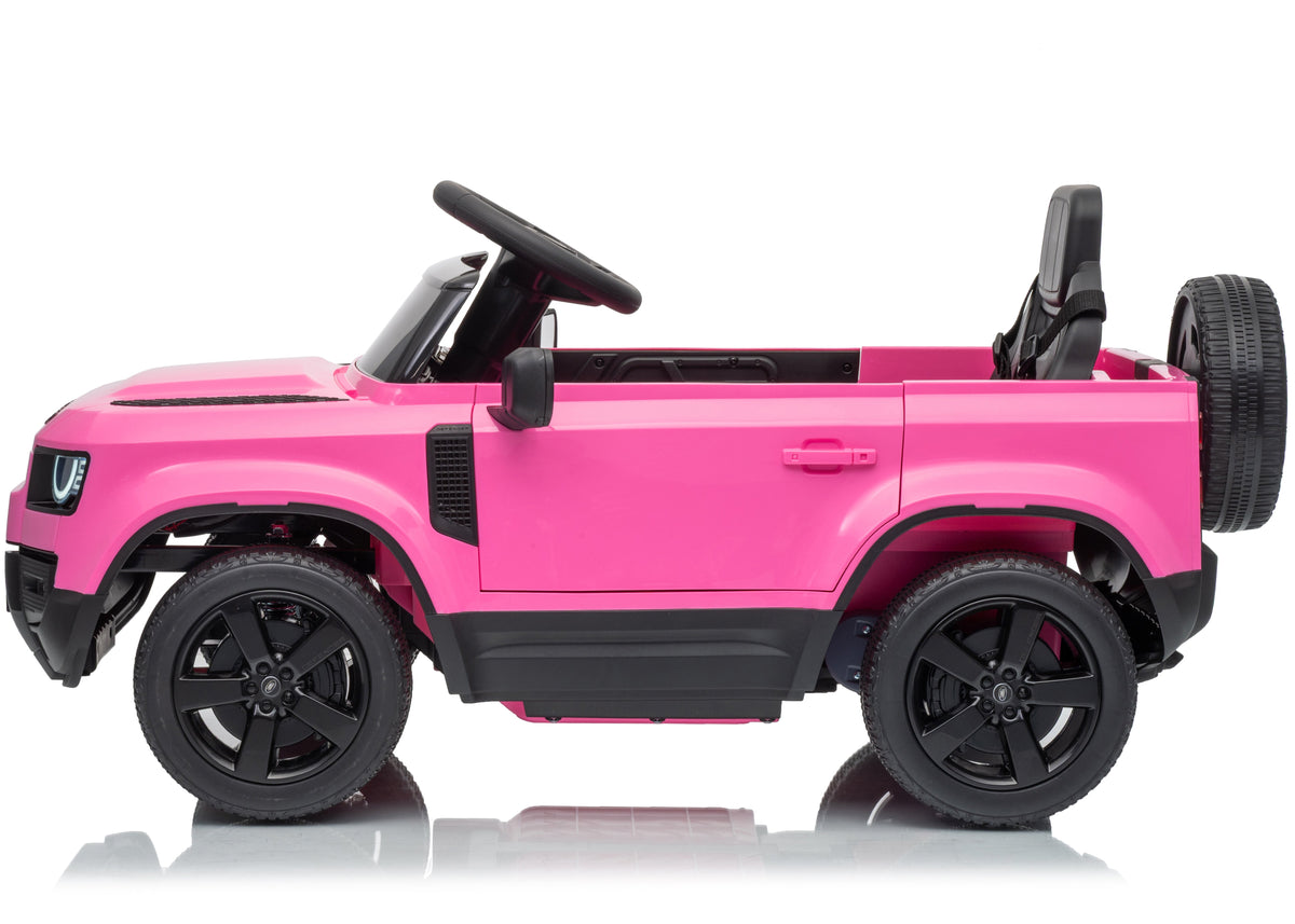 12V Land Rover Defender Octa Kids Ride On Car with Remote in Pink - Leather Seat & EVA Wheels