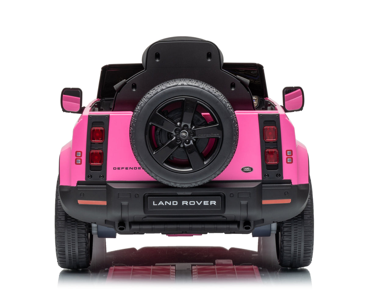 12V Land Rover Defender Octa Kids Ride On Car with Remote in Pink - Leather Seat & EVA Wheels