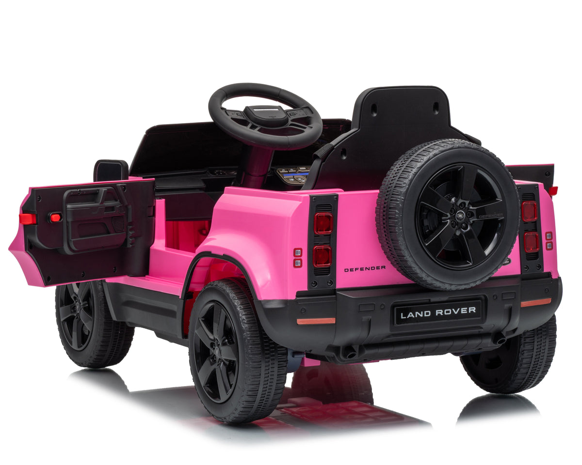 12V Land Rover Defender Octa Kids Ride On Car with Remote in Pink - Leather Seat & EVA Wheels