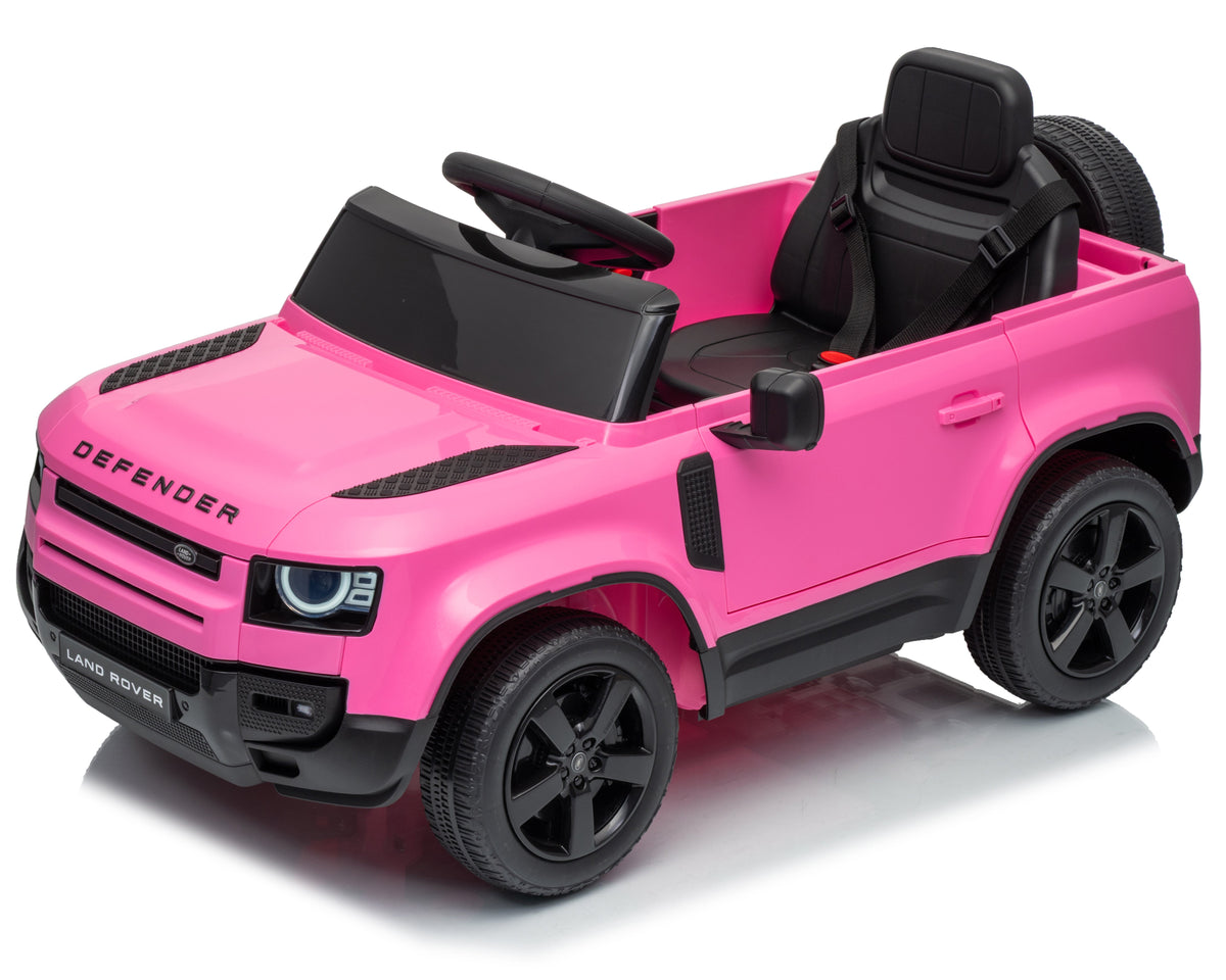 12V Land Rover Defender Octa Kids Ride On Car with Remote in Pink - Leather Seat & EVA Wheels