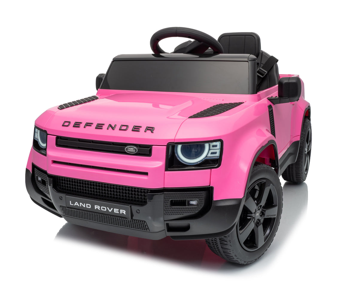12V Land Rover Defender Octa Kids Ride On Car with Remote in Pink - Leather Seat & EVA Wheels