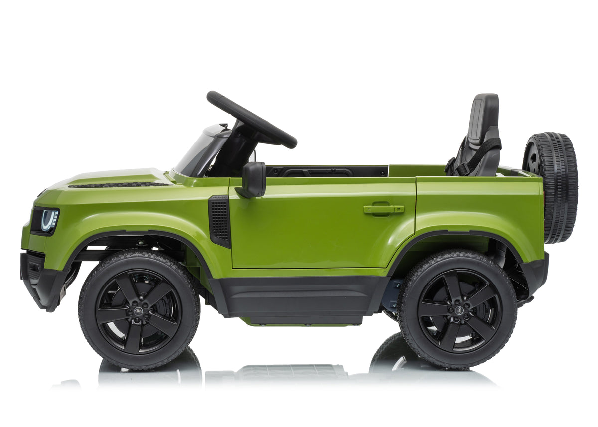 Land Rover Defender Octa 12v Kids Ride On Car with Remote in Green - Leather Seat & EVA Wheels