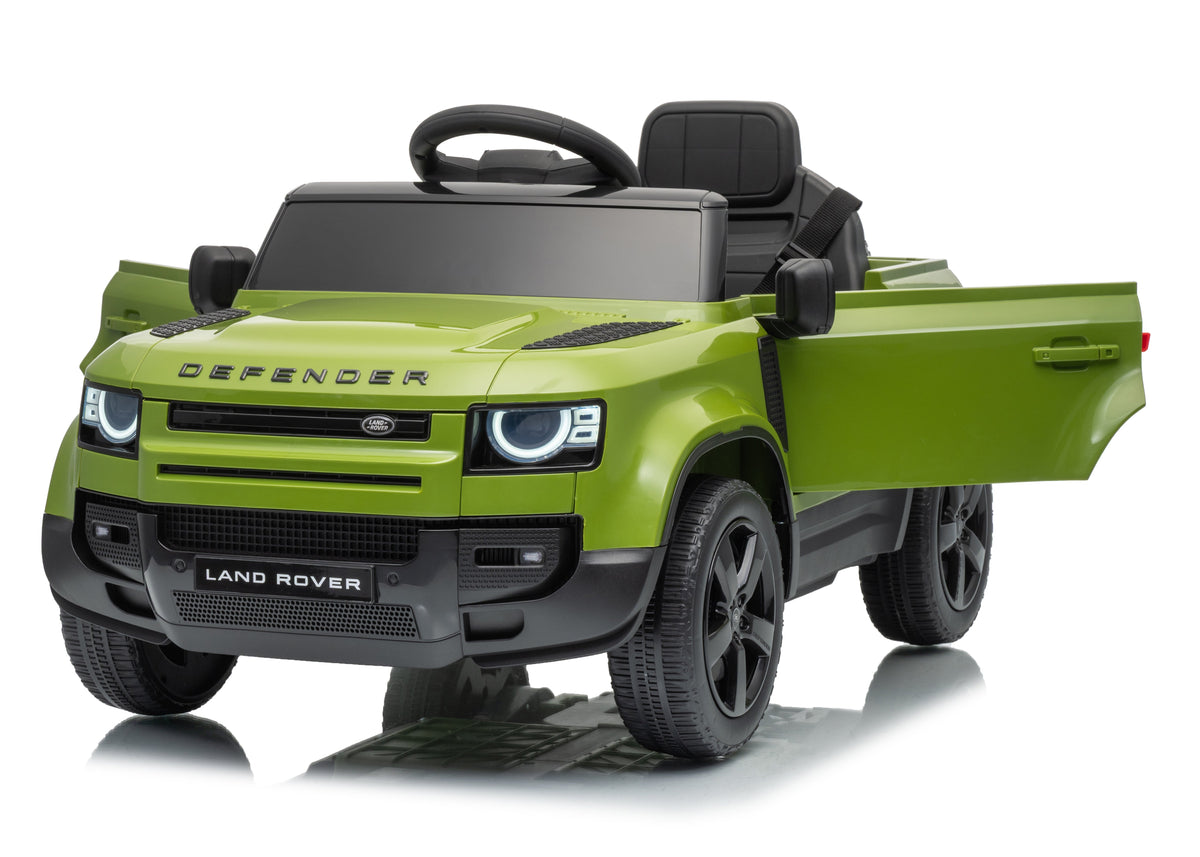 Land Rover Defender Octa 12v Kids Ride On Car with Remote in Green - Leather Seat & EVA Wheels