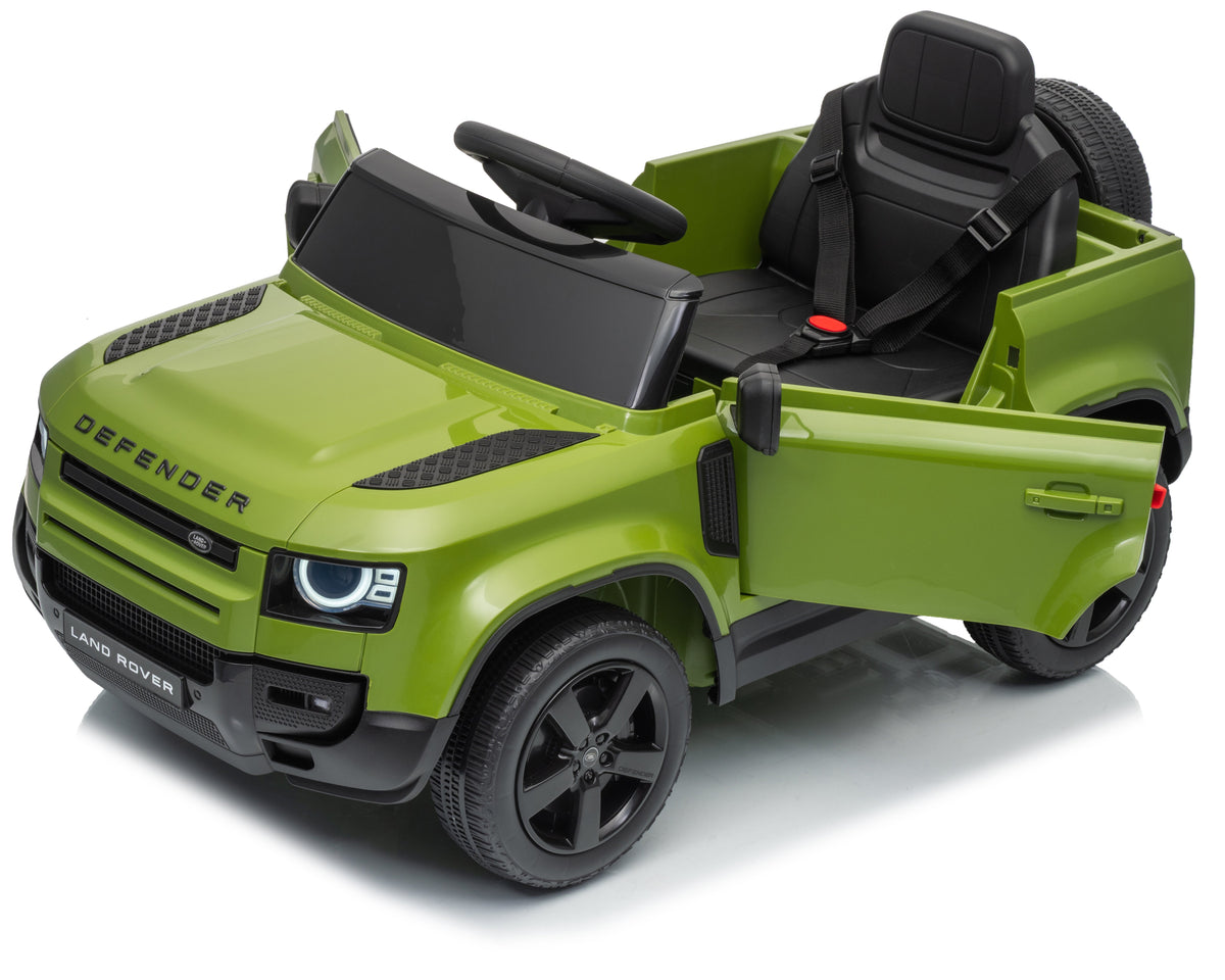 Land Rover Defender Octa 12v Kids Ride On Car with Remote in Green - Leather Seat & EVA Wheels