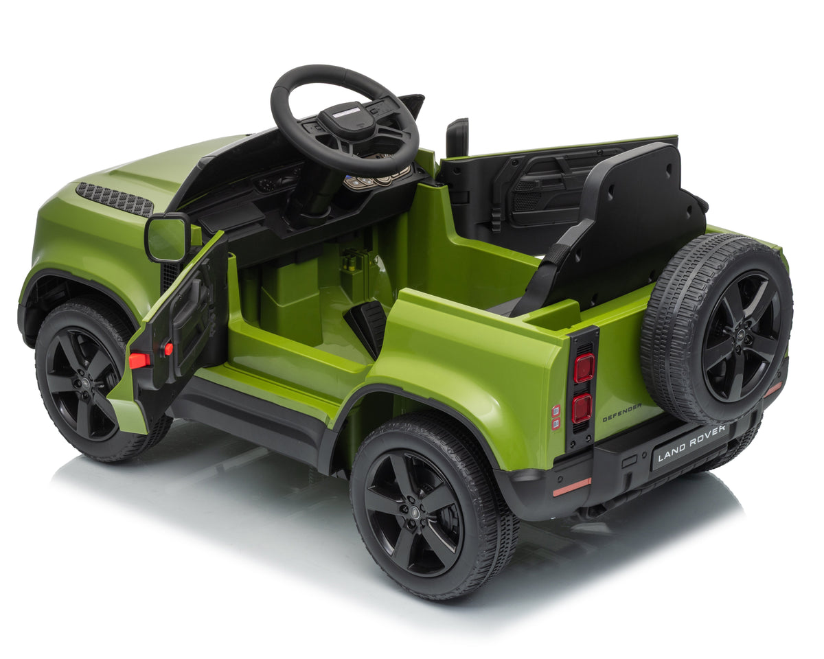Land Rover Defender Octa 12v Kids Ride On Car with Remote in Green - Leather Seat & EVA Wheels