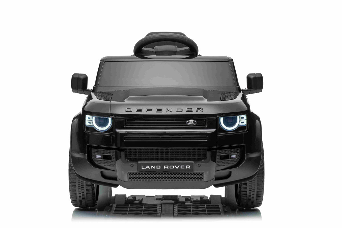 12V Land Rover Defender Octa Kids Ride On Car with Remote in Black - Leather Seat & EVA Wheels