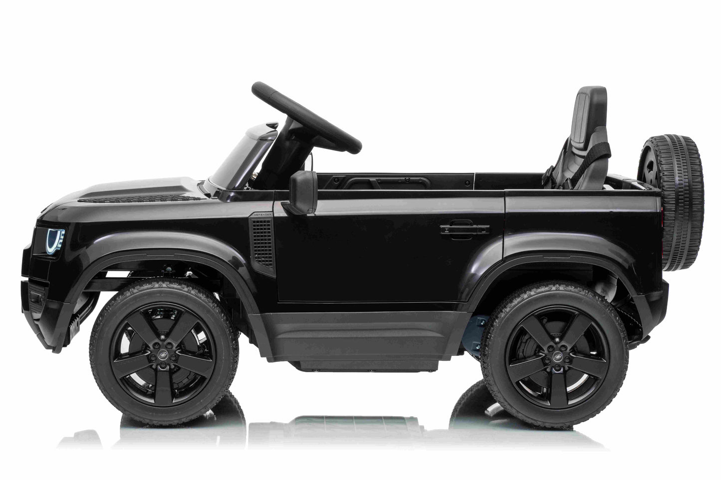 12V Land Rover Defender Octa Kids Ride On Car with Remote in Black - Leather Seat & EVA Wheels