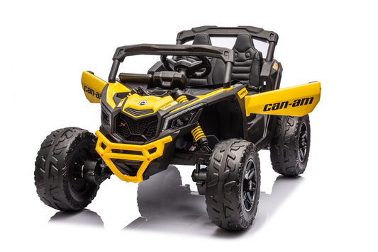 Licensed Can-Am Maverick UTV 24V Kids Ride on Buggy with 4 x Motors and Remote - Yellow