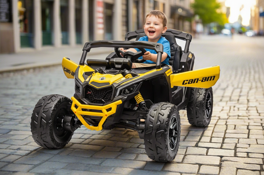 Can-Am Maverick UTV 24V Kids Ride on Buggy with 4 x Motors and Remote - Yellow