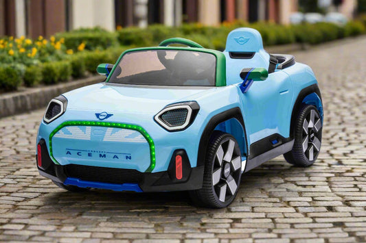 Miini Cooper Aceman 12v Kids Ride on Toy Car With Remote - Blue