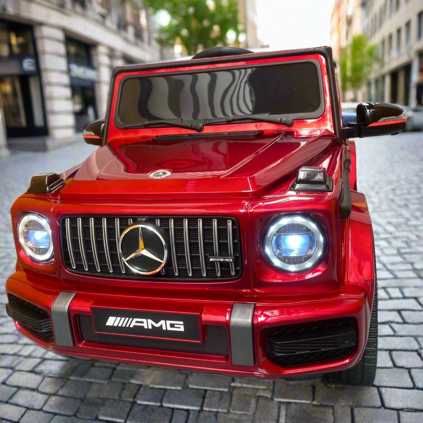 Pre-Order Mercedes G63 12v Ride on Car SUV with Remote - Metallic Red - With High Doors