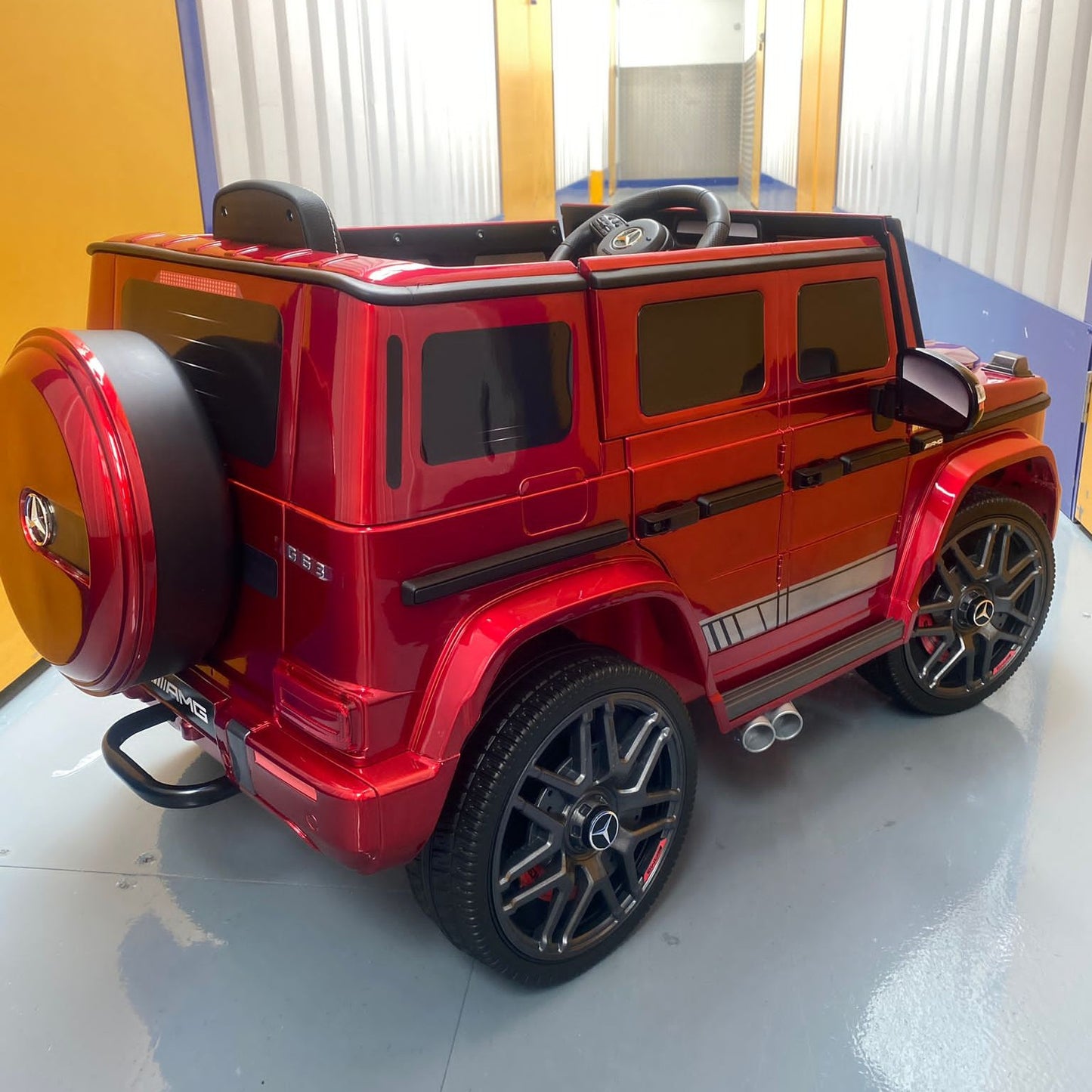 Pre-Order Mercedes G63 12v Ride on Car SUV with Remote - Metallic Red - With High Doors