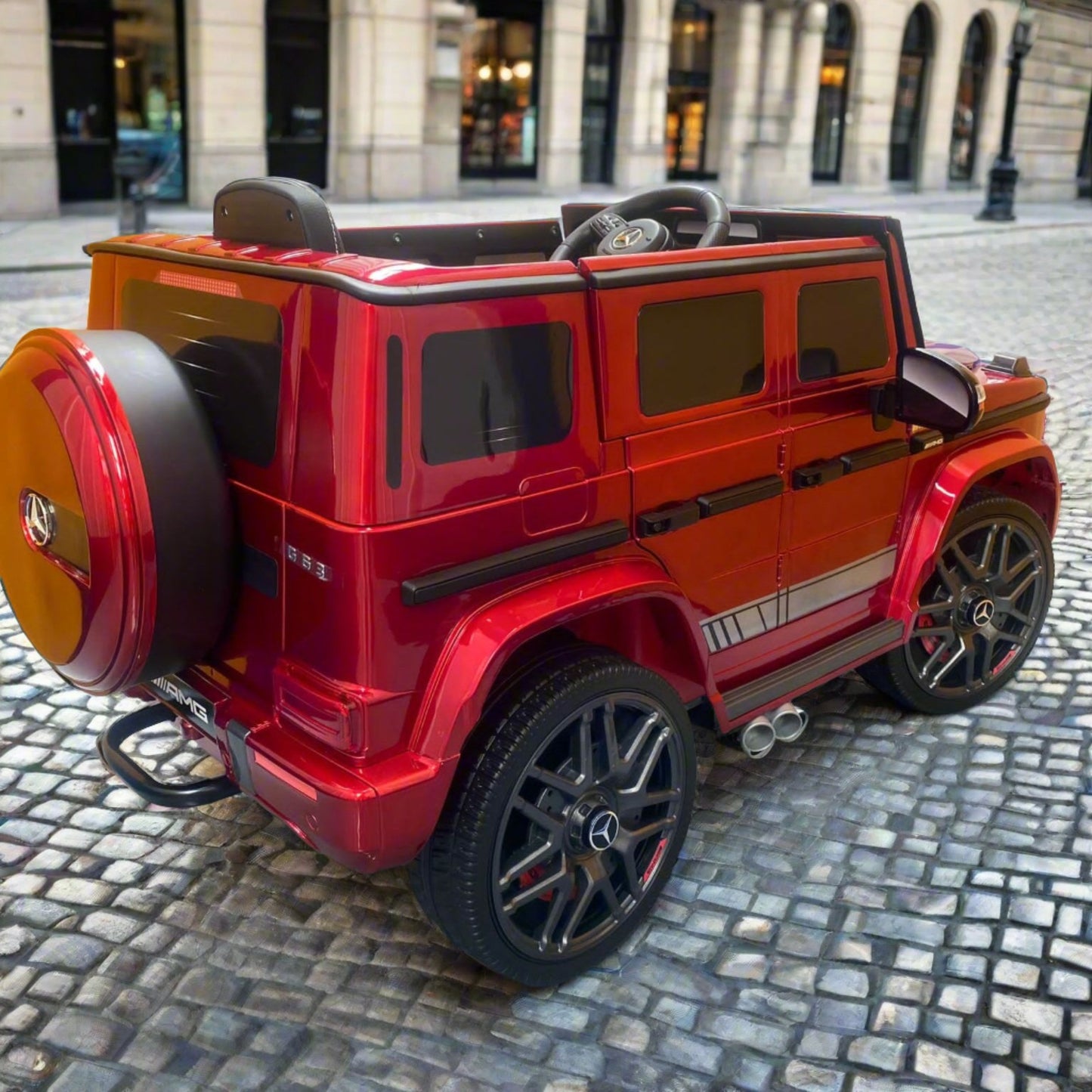 Pre-Order Mercedes G63 12v Ride on Car SUV with Remote - Metallic Red - With High Doors