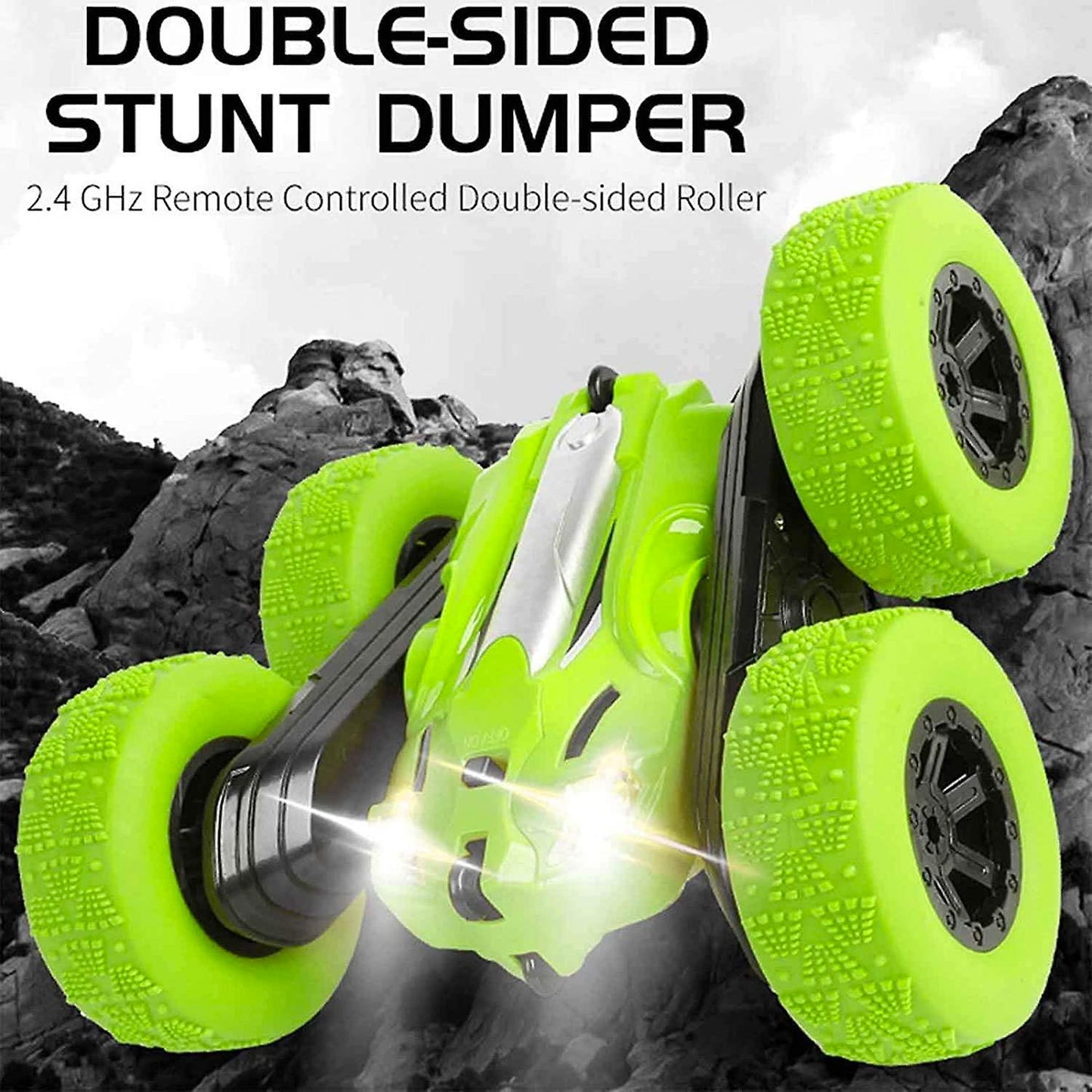 Remote Control 4WD 360° Rotation RC Stunt Car High Speed Off-Road Racing Car - Green