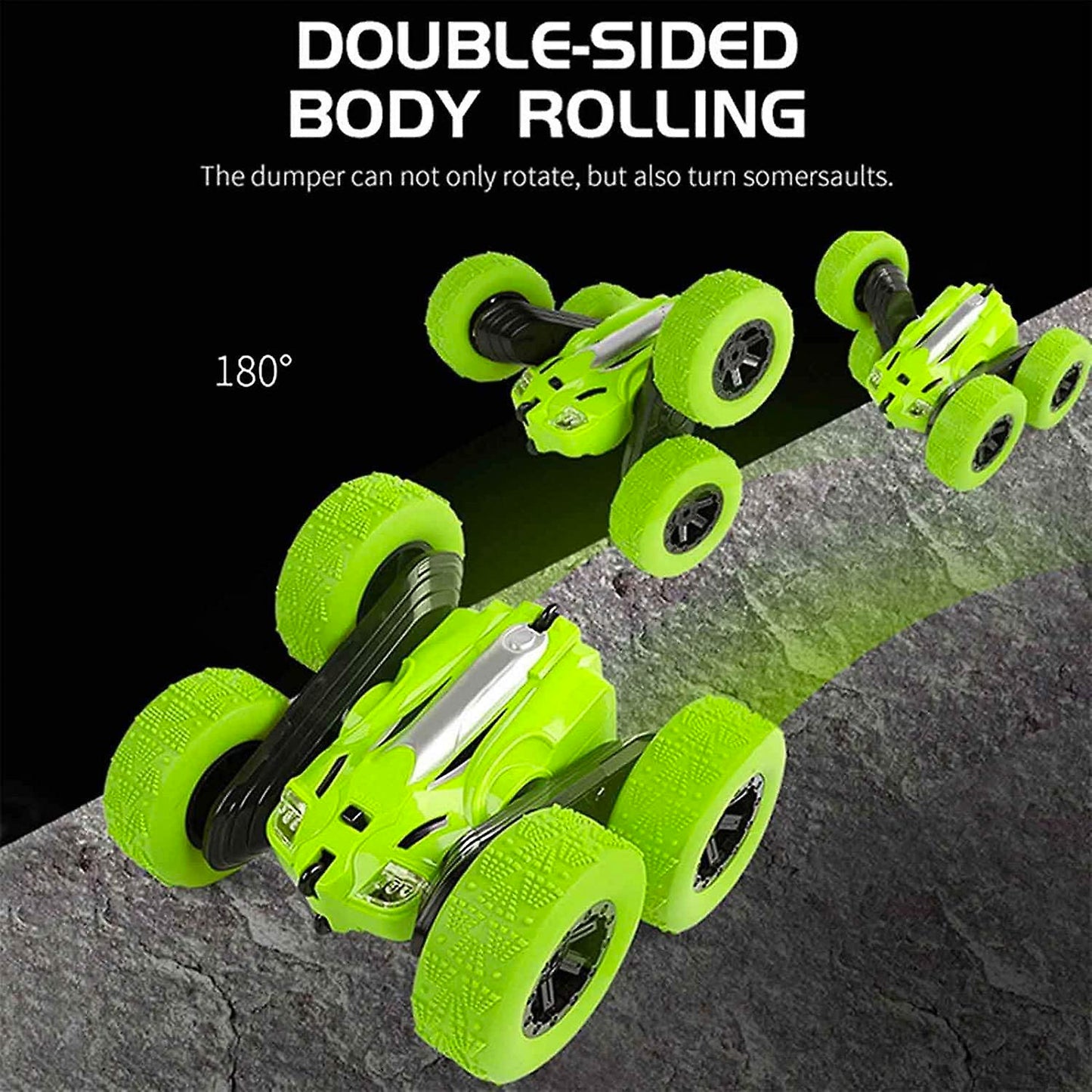 Remote Control 4WD 360° Rotation RC Stunt Car High Speed Off-Road Racing Car - Green