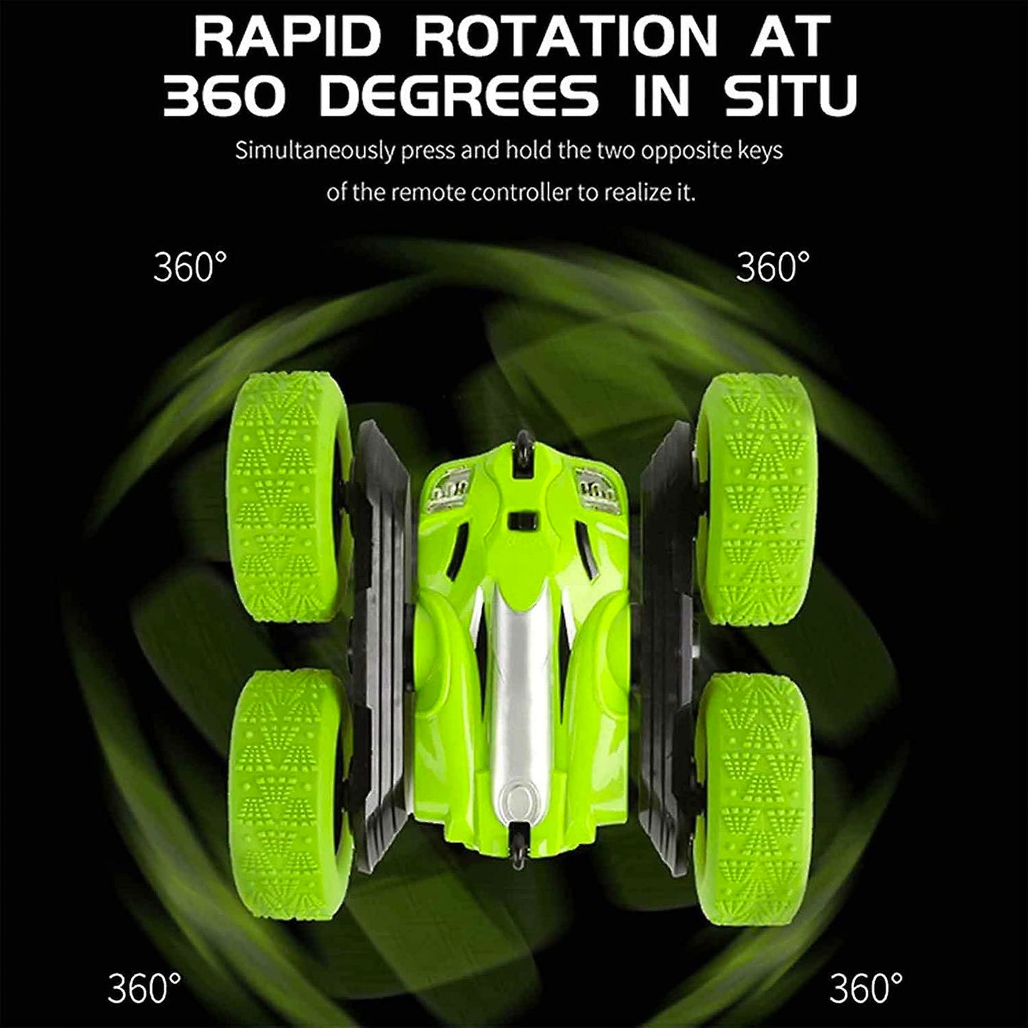 Remote Control 4WD 360° Rotation RC Stunt Car High Speed Off-Road Racing Car - Green