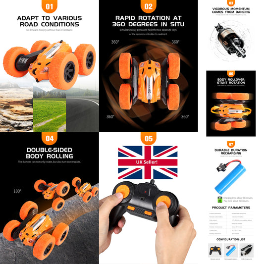 Remote Control 4WD 360° Rotation RC Stunt Car High Speed Off-Road Racing Car - Orange