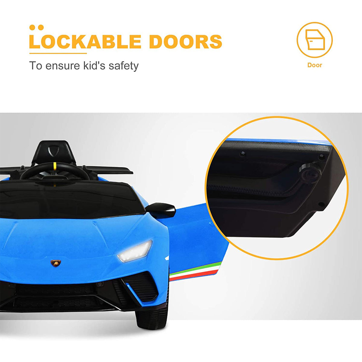 Licensed Lamborghini Huracan 12V Kids Ride on Car With Remote - Blue