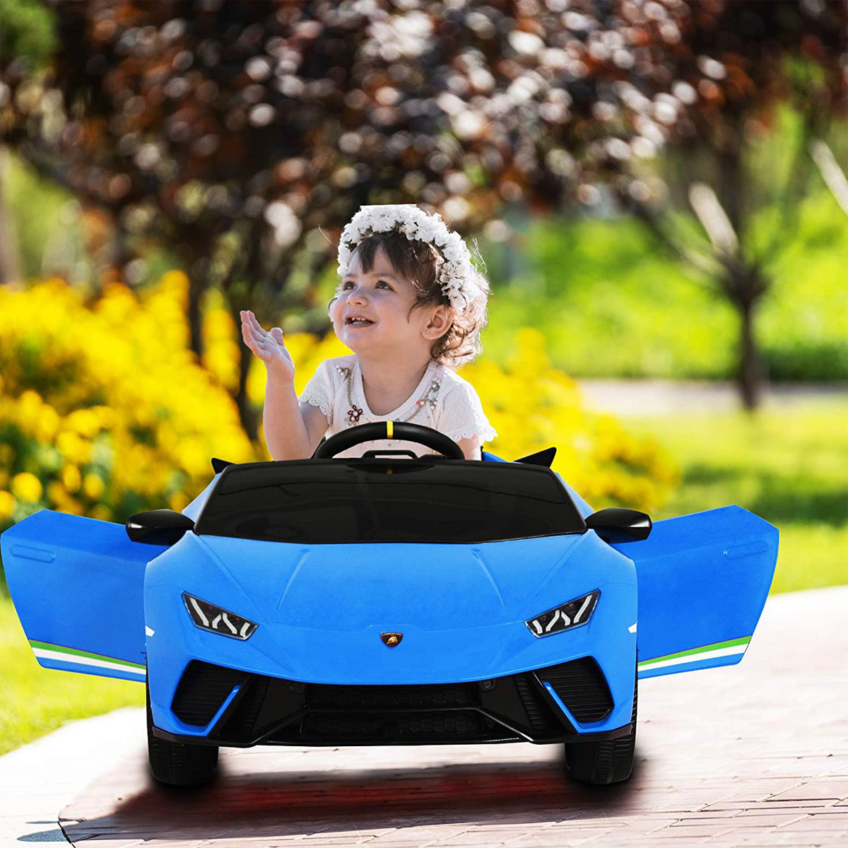 Licensed Lamborghini Huracan 12V Kids Ride on Car With Remote - Blue