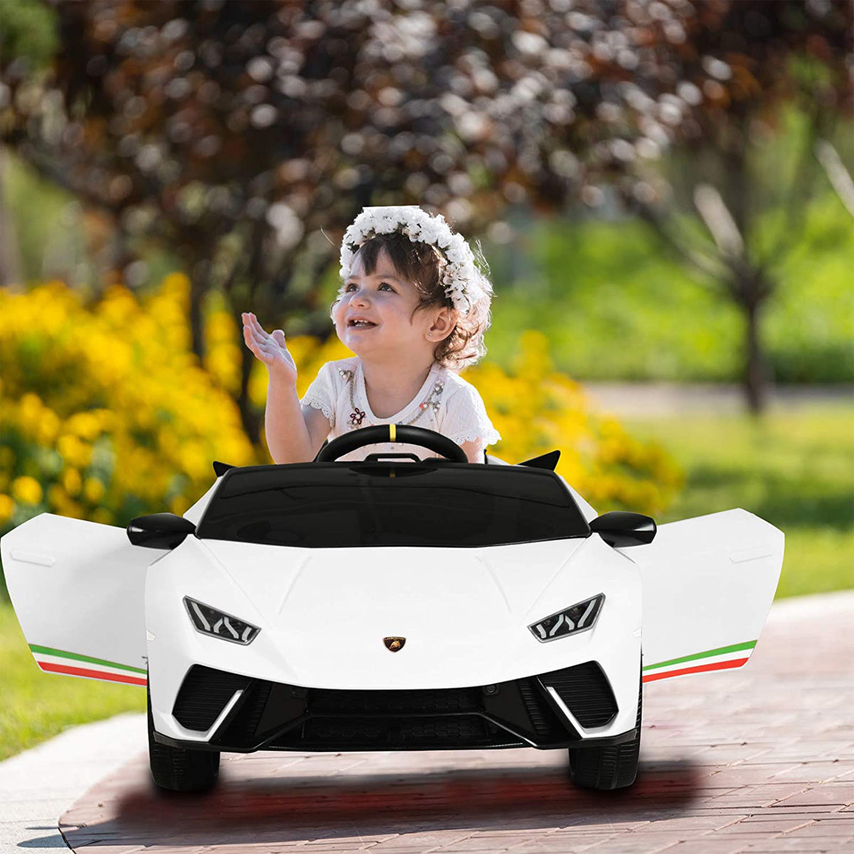 Licensed Lamborghini Huracan 12V Kids Ride on Car With Remote - White