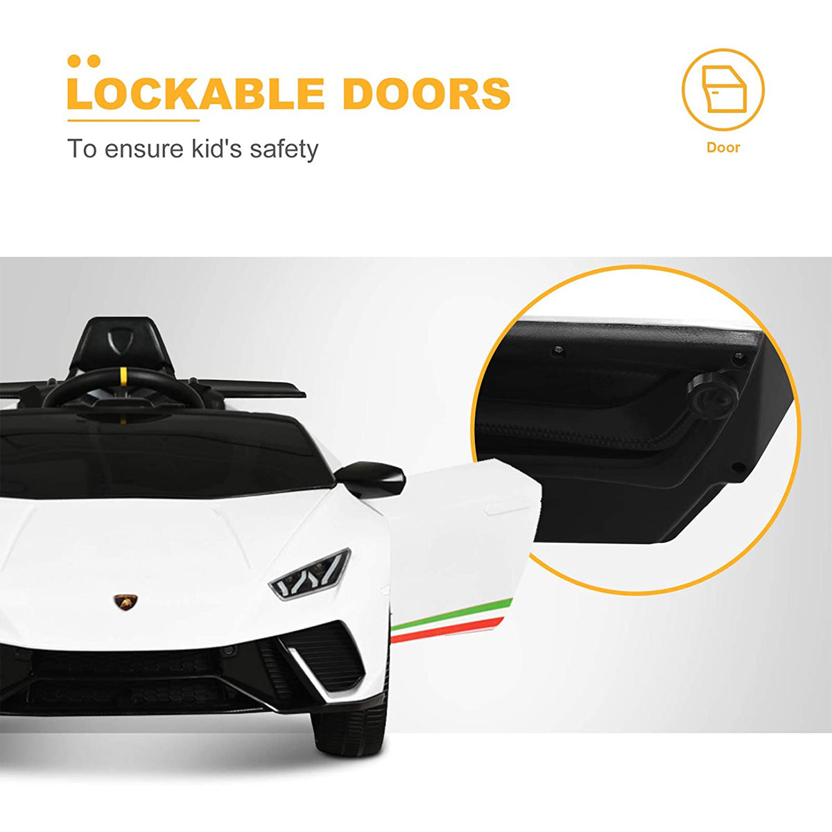 Licensed Lamborghini Huracan 12V Kids Ride on Car With Remote - White
